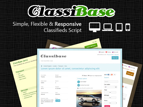 PHP classifieds script ClassiBase