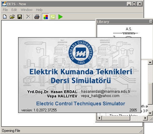 EKTS Simulator software opening screenshot.