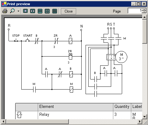 Designed circuits in Electrical Control Techniques Simulator can be printed using user interface.