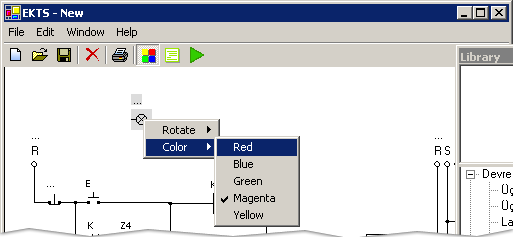 Color menu used to specify color of the lamp