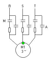 Motor circuit with single resistance starter (alternative)