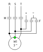 Three phase induction motor with dynamic brake circuit