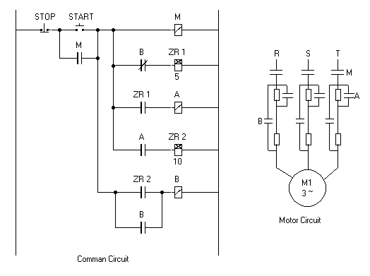 Motor starter circuit with double resistance