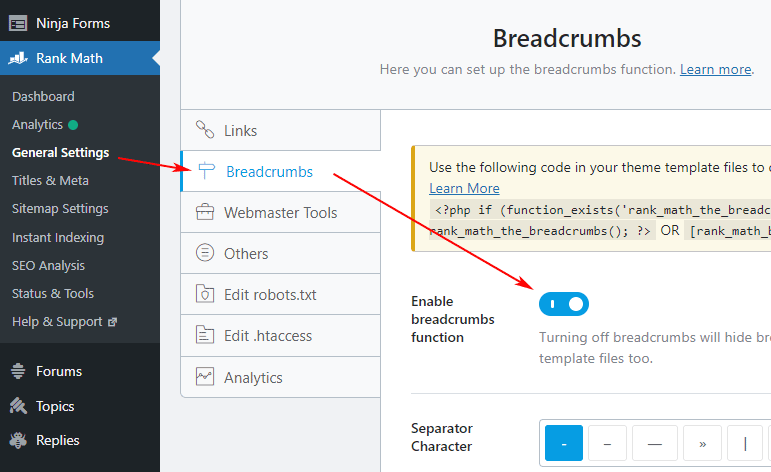 Enable breadcumbs with free WordPress SEO plugin.