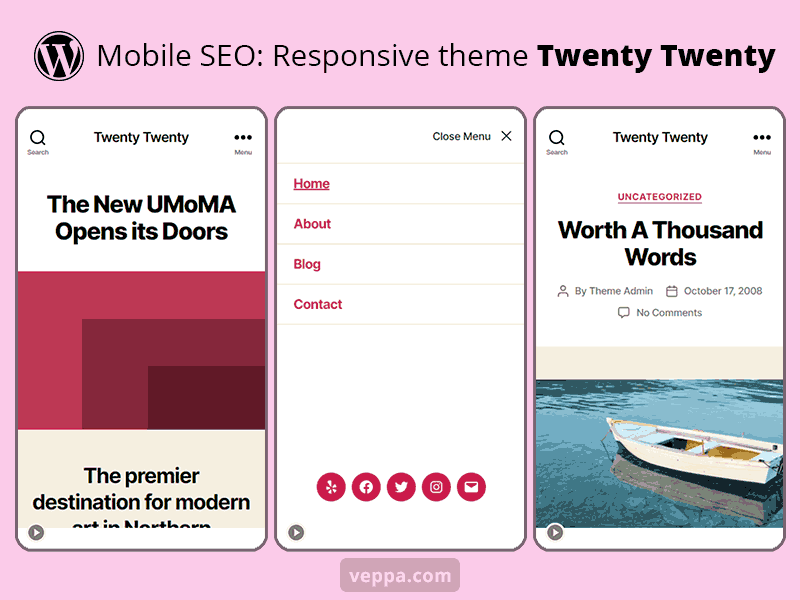 Responsive theme TwentyTwenty for mobile SEO