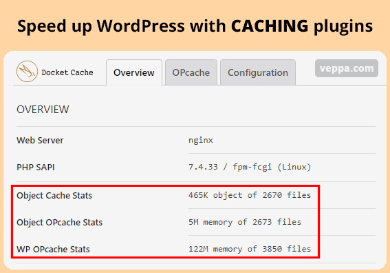 Caching plugin will make your WordPress website fast. Shows cache stats and Opcache files.