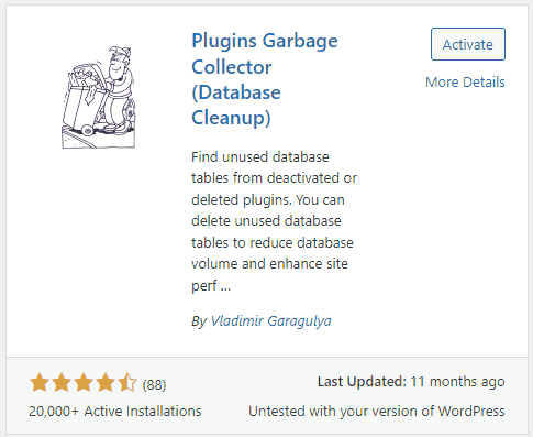Plugins Garbage Collector will find and delete unused tables from WordPress database.