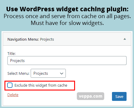 Use widget caching plugin for slow widgets.