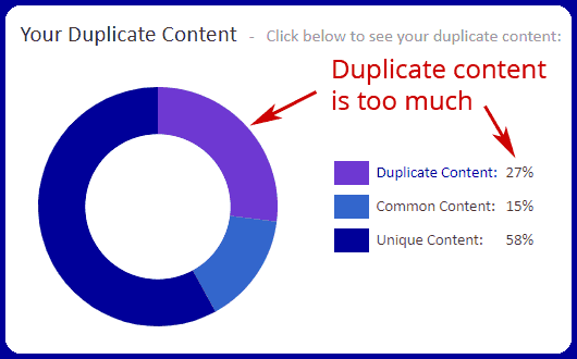 High percentage of duplicate content for th website