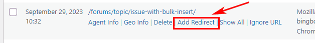 Add redirect link inside 404 pages report of Redirection plugin.