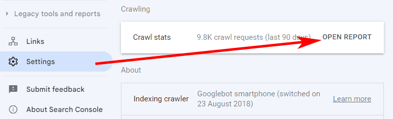 Access website crawl stats inside Search Console.