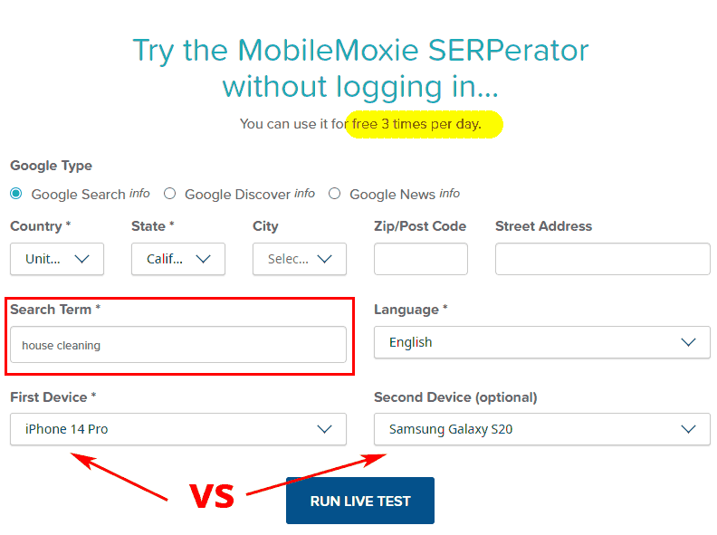 Get search results page for custom location with SERperator
