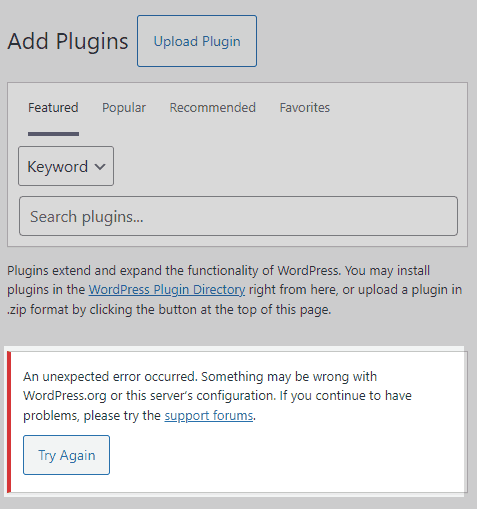 Cannot add new plugin from WordPress repository when you block external requests.