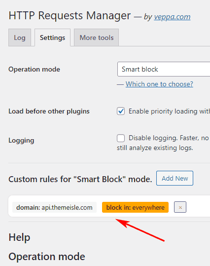 After saving WP_HTTP custom rule it will look like this.