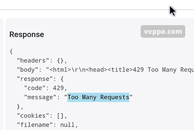 Too Many Requests (429 error code) response because of too many pingbacks. 