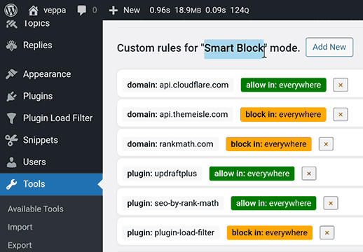 External requests can be further tuned in Smart Block of HTTP Requests Manager plugin.