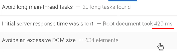 Initial Server Response time decreased to 0.42 seconds after applying page cache by Cache Enabler plugin. Which is good, 3x improvement compared to previous result.