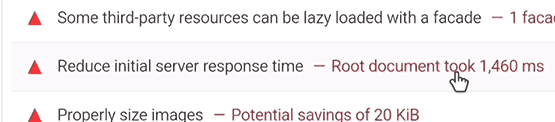 Initial server response time is 1.46 seconds. Which is very slow.