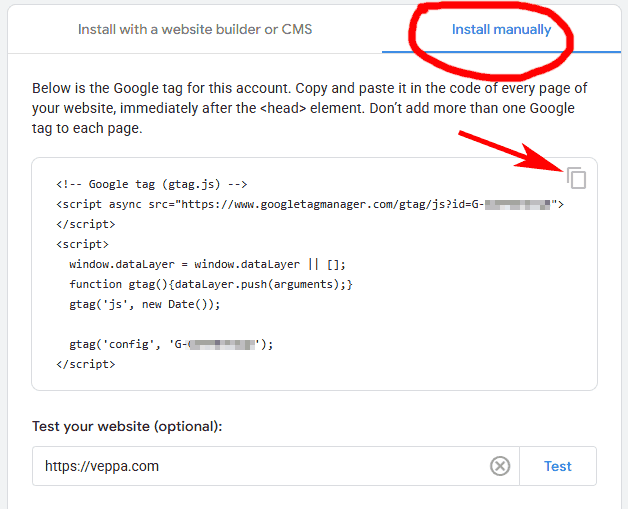 Get default analytics code from google